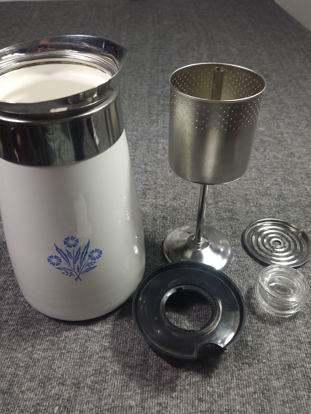 Vtg Corningware Blue Cornflower 9 Cup Percolator
